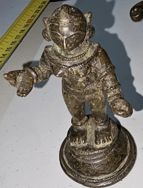 Krishna Bronze Brass Figurine India Hindu God Deity, Extremely Old And Very Rare