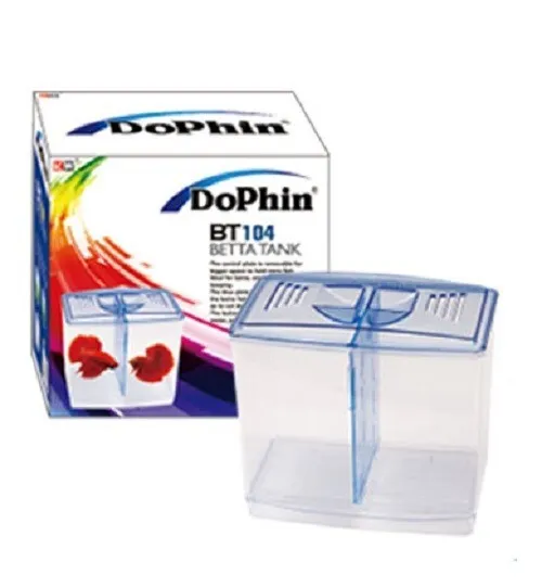 Dophin Betta Dual Mini Tank Bowl with Divider and Lid