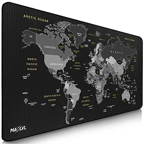 JIALONG Tapis de Souris XL Gamer Geant Mouse Pad Tapis de Bureau  Confortable avec Un Nouvelle Version 900x400mm - Tapis de Souris Carte du  Monde Noir