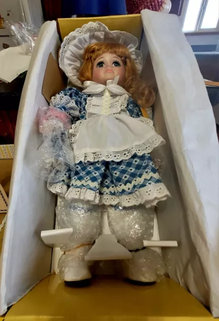 Seymour Mann "Little Bo Peep" Porcelain Collector Doll 1990  w/Box,  Stand & COA