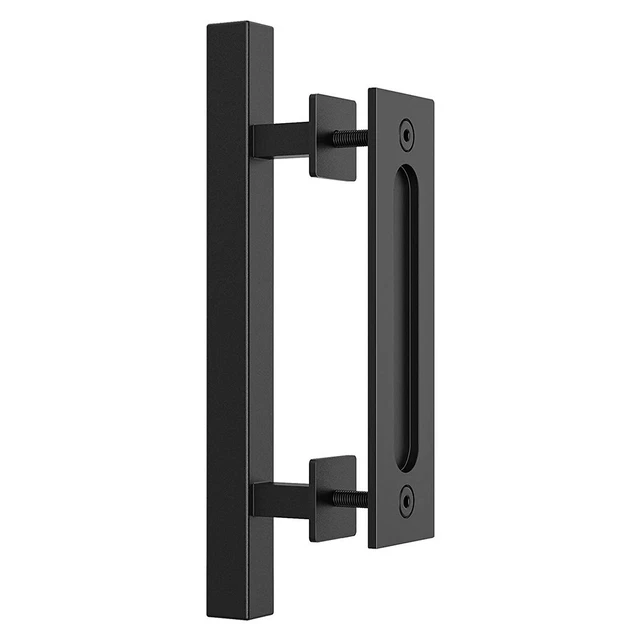 12 Sliding Barn Door Handle Pull And Flush Gate Hardware Kit Set Black Home