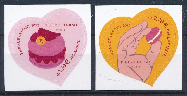Paire Coeurs Patch d'Amour Adeline André 2012 tirage autoadhésif, yvert n°648/649