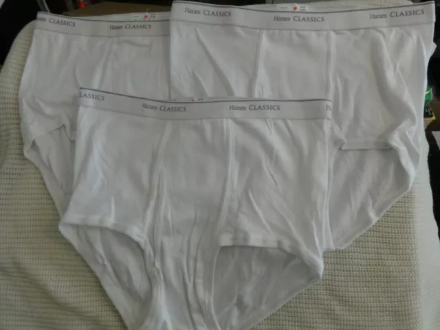 LOT OF 3 Vintage Hanes Classic Boys White Briefs Underwear Size Xl