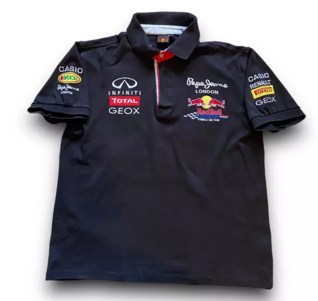 Damen Red Bull Polo Shirt T-Shirt 90s Formel 1 00s, F1, Racing Retro kurzarm, L