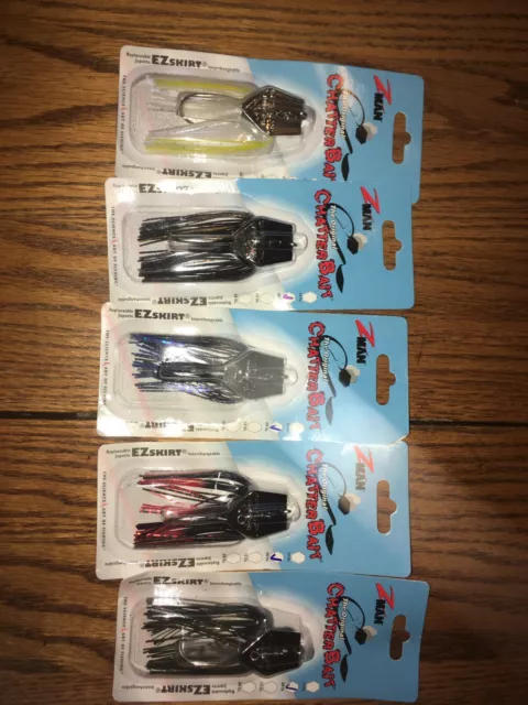 Z-MAN ORIGINAL CHATTERBAIT=3/8oz== 5 DIFFERENT COLOREDFISHING LURES