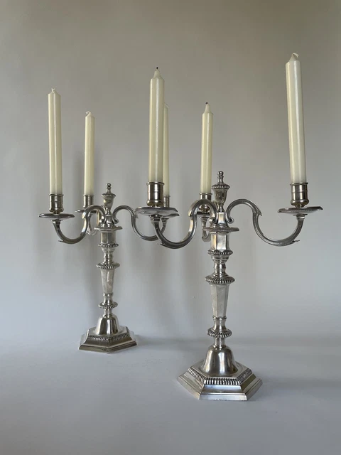 candelabre bougeoirs bronze argente Regence Louis XV Candlestick Silver XIXe
