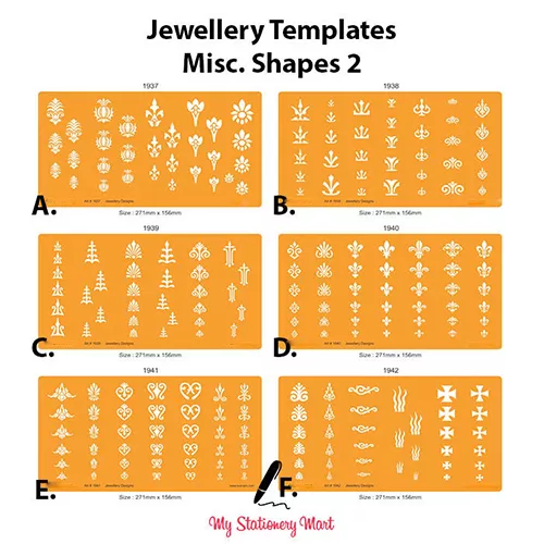 Jewellery Design Drawing Drafting Template Stencil Gemstone Stone Heart Cross