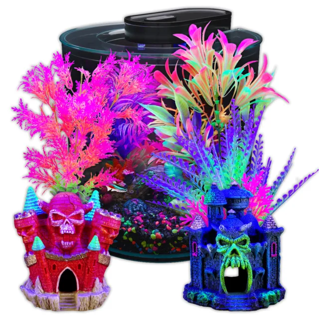 Marina iGlo 360 Aquarium, Plant & Ornament Bundle LED Glow Fish Tank Kit Bargain