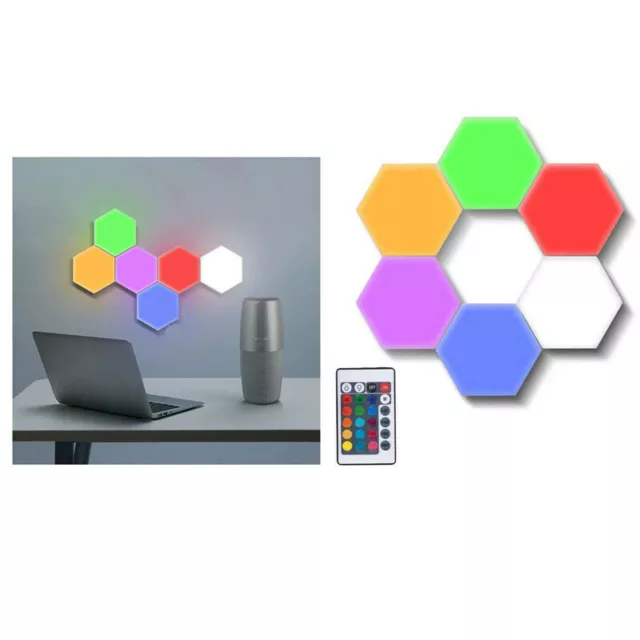Set 3PZ Apliques RGB Hexagonal Aplique con Mando a Distancia Multicolor TEB0384