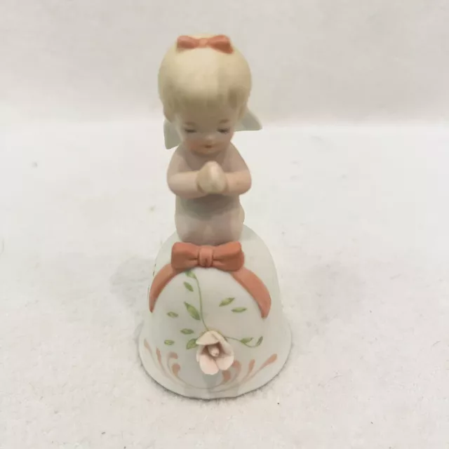 Vintage 1985 Geo Z Lefton China 3.25" Girl Praying Angel Bell/Figurine Handpaint