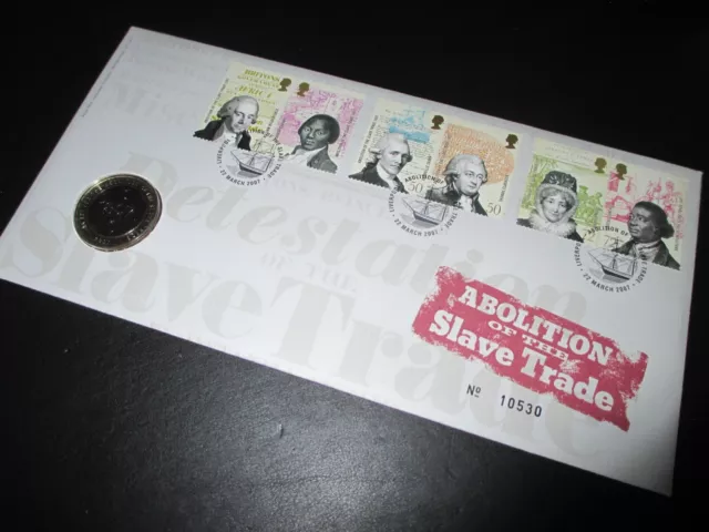 ABOLITION  SLAVE TRADE £2 Coin BUNC PROOF COIN  & STAMP COVER - STUNNING & RARE