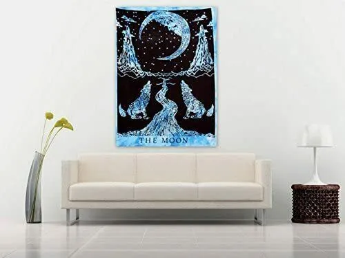 Hippie Mandala la lune qui pleure loup affiche tapisserie tenture murale...