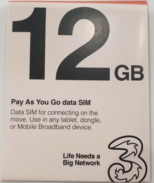 Mobile Broadband/ Internet SIM Card Preloaded Data 1GB 3GB 12GB For Europe World