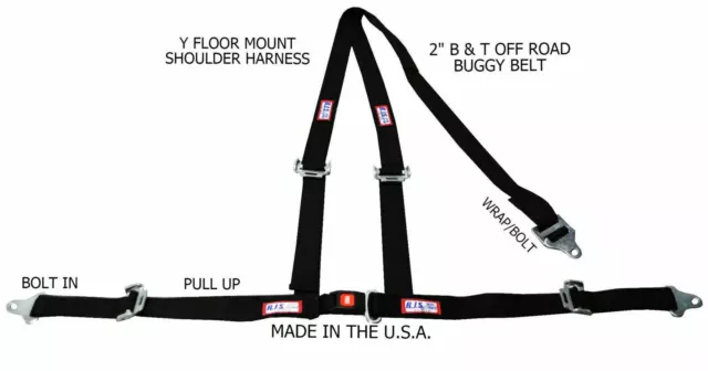 Rjs Racing 2" Buggy Off Road Seat Belt 3 Point B&T Y Harness Black 50521 4000501