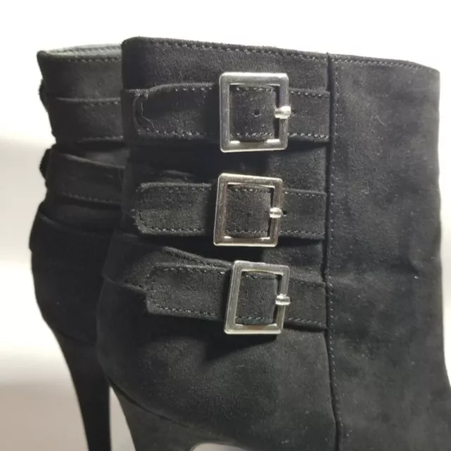 forever 21 Black Faux Suede Platform Buckled Booties 2