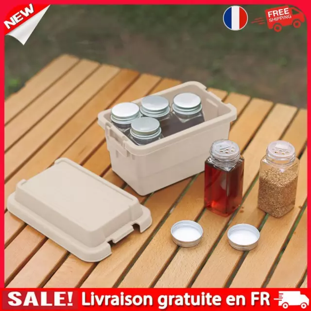 BBQ Jar Spice Storage Bag Portable Outdoor Storage Box Camping Utensils (Beige)