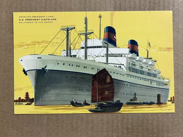 Postcard SS President Cleveland American President Lines Cruise Ship California