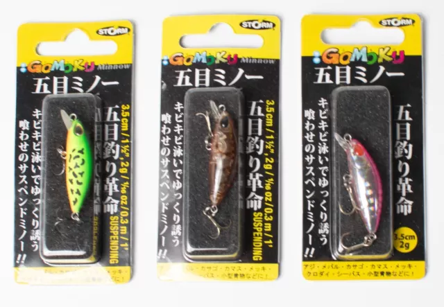 3 x  Gomoku Minnow 35mm  Fishing Lure Crankbait Hard Body RP $50.85