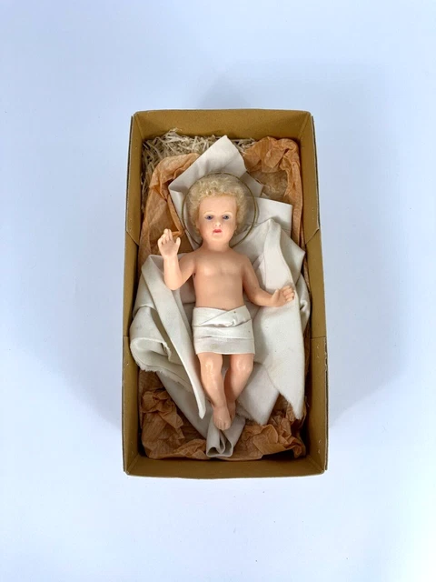 Altes Fatschenkind Wachs Christkind 27 cm 20. Jh. Jesus Figur Krippe Votiv