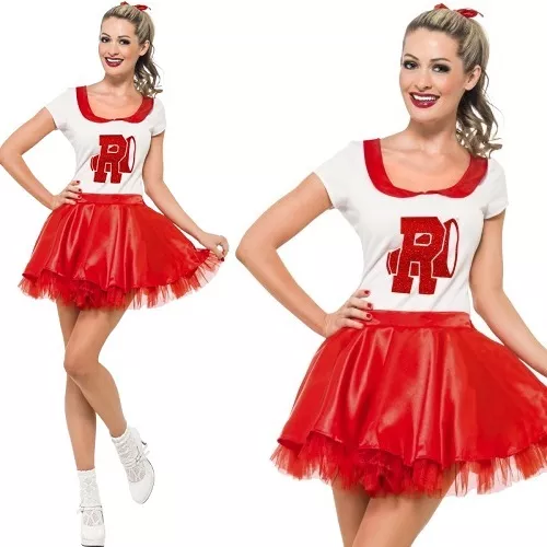 Ladies Licensed Grease Sandy Rydell Cheerleader Fancy Dress Costume by Smiffys