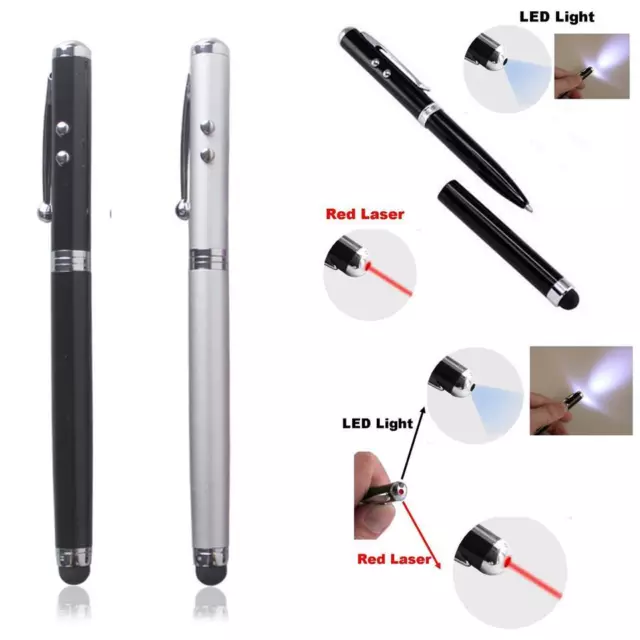 4 in 1 Laser Pointer LED Flashlight Touch Screen Stylus Ballpoint Office  Pen *