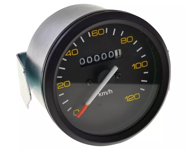 Tachometer für Vespa PX80 PX125 PX200 bis 1984 UNI AUTO rund 85mm schwarz Tacho