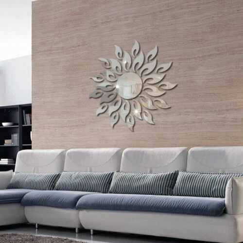 Hot 3D Mirror Sun Art Removable Wall Sticker Acrylic Mural Decal Home Room Decor