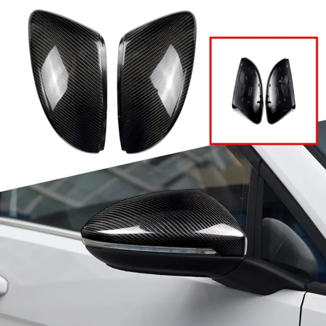 2 specchietti retrovisori esterni neri in fibra di carbonio adatti per VW Golf MK6 2009-2013