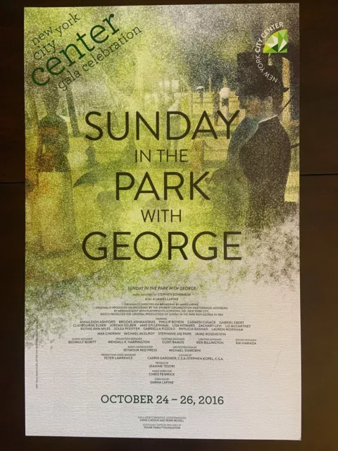 SUNDAY IN THE PARK City Center Window Card JAKE GYLLENHAAL Stephen Sondheim