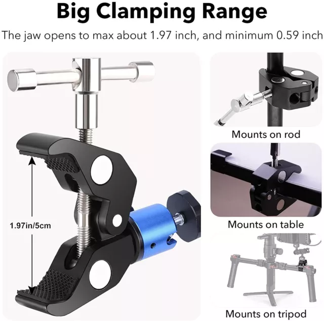 Homeet Bras Magique Caméra Pince Mini Super Clamp avec Appareil Photo Tête Rotul 3