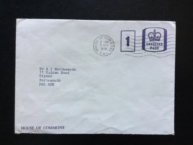 GB 1976 House of Commons Official Paid Cover (PSE704)