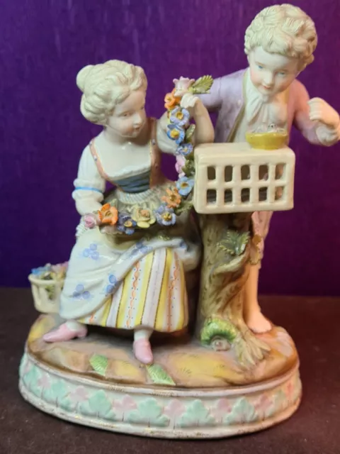 Antique 19thc Sitzendorf Porcelain Figurine Group  Hand Painted.