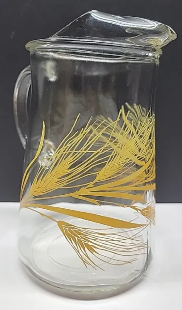 Libbey Golden Wheat Vintage Glass Large Pitcher for Water, Juice, Tea, Beverages