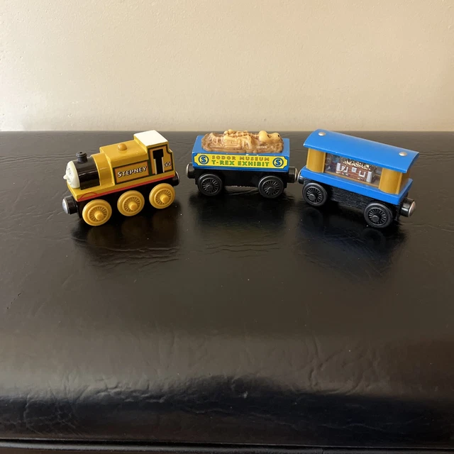 Thomas & Friends Wooden Railway Stepney Train W/ Fossil Car Jewel Car LOOK