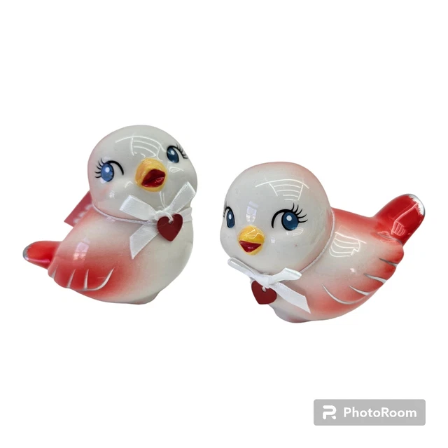 TARGET SPRITZ 2024 Valentines Day Ceramic Red & White Love Birds 3” Set