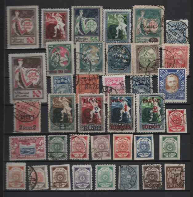 Colección Letonia De 38 Diferentes Sellos Antiguos Usados/Mh