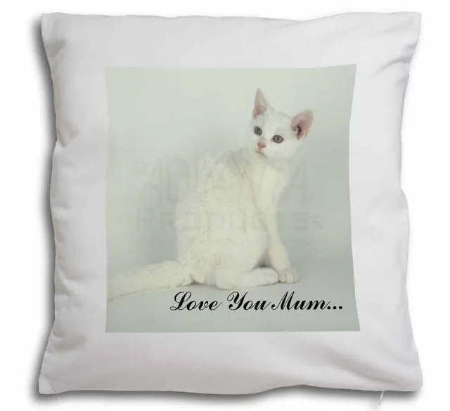 White Cat 'Love You Mum' Soft White Velvet Feel Scatter Cushion, AC-86lym-CPW