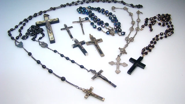 Vintage Rosaries Crosses Crucifixes Rosary Beads Estate Lot