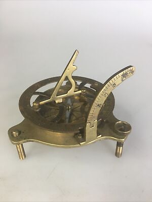 Brass Sundial Compass Desk 3.5” Nautical Old Time Marine Collectible