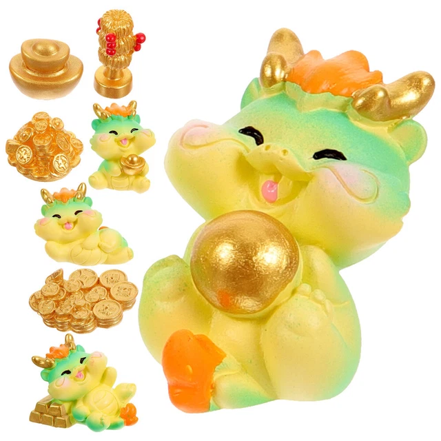8 MINI DRAGON Figurines 2024 Chinese Zodiac Lucky Statue Fairy Decor 8