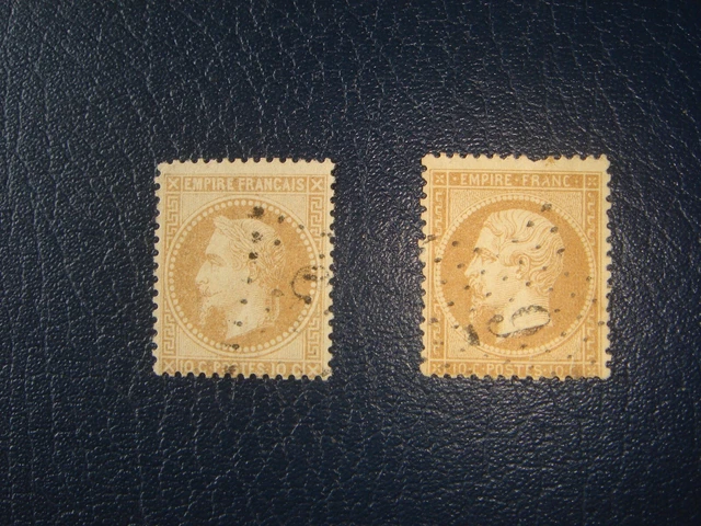 Lot de 2 timbres oblitérés Napoléon N° 21 et 28B