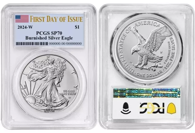 Presale 2024 W Silver Eagle $1 Burnished PCGS SP70 First Day Of Issue #255