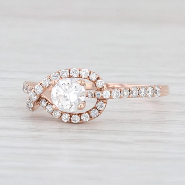 0.87ctw Rund Diamant Verlobungsring 14k Rosegold Größe 9.25