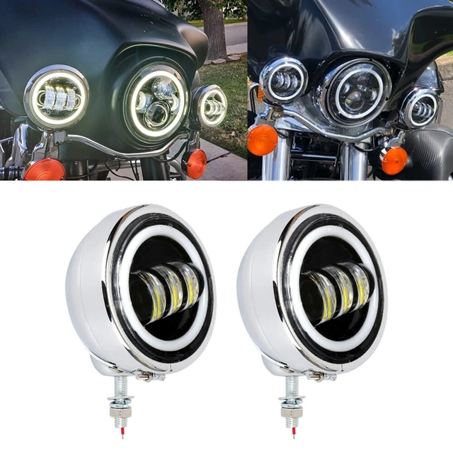 4.5'' Auxiliary Passing Fog Light & Housing Bucket For Harley Heritage Springer