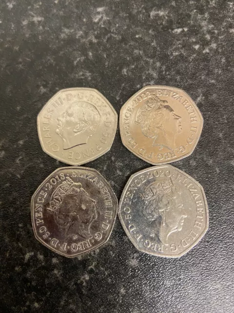 4 No: Collectable Used 50p Coins, Various Designs