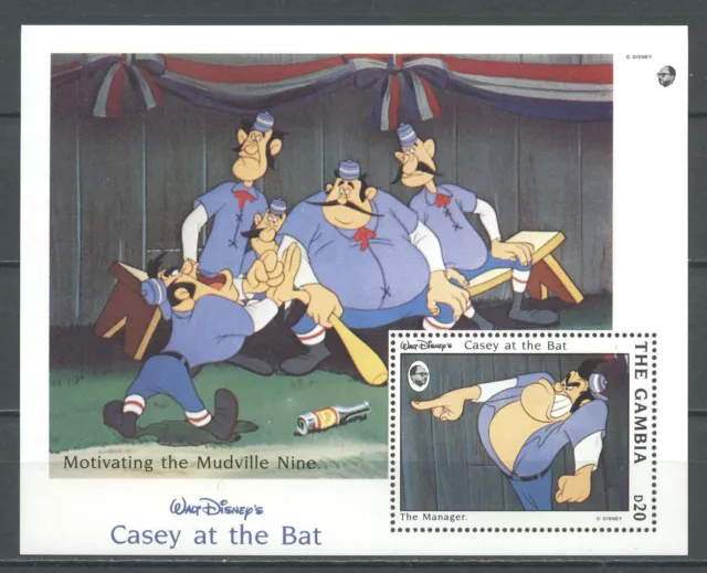 Béisbol Walt Disney, Casey at the Bat - Gambia - Bl.209 ** Estampillada sin montar o nunca montada 1993