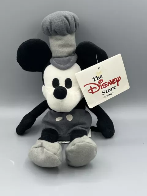 Disney Store Mickey Mouse Soft Toy Mini Bean Bag Plush 8” Steamboat Retired New