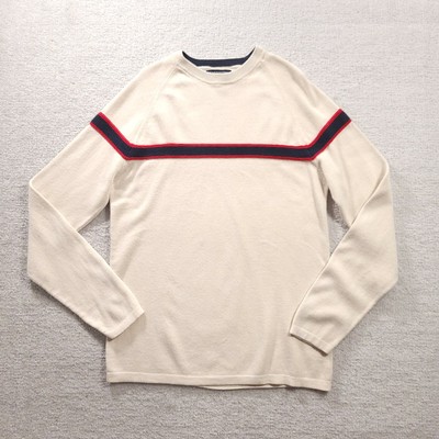 Aeropostale Crew Neck Sweater Mens Medium Cream Blue Red Stripe SEE PHOTOS