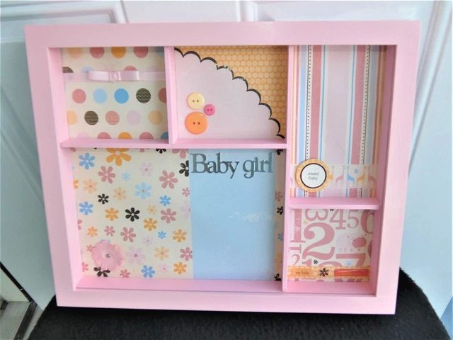 Wood Shadow Box Frame 11" x 14" Baby Girl Wall Hanging/Standing
