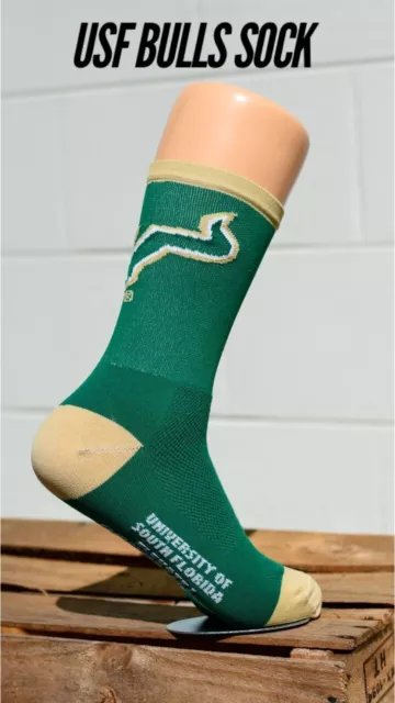 USF Bulls Cycling and Running Sock - Large - New By DeFeet